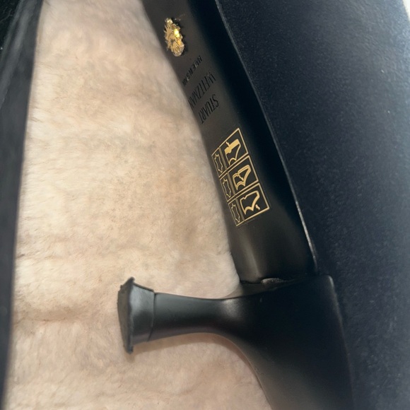 Preloved Stuart Weitzman Black Suede Leather Pointed Toe Kitten Heels Size 7B - Picture 2 of 11